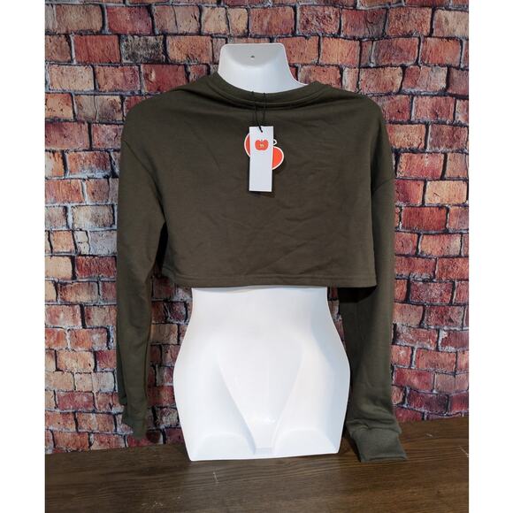 NWT CIDER TERRY ROUND NECK CROP SWEATSHIRT Size S - Picture 4 of 8